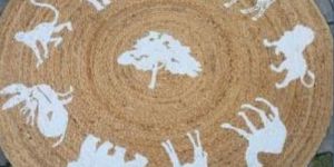 Animal Printed Jute Round Rug