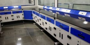 White Grey Laboratory Island Bench