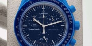 Omega Speedmaster Swatch Moonswatch Mission to Neptune Chronograph Blue Dial Watch