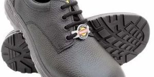 Black Lace up Leather Safety Shoes