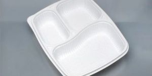 3 Compartment White PP Meal Tray