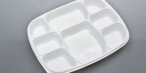 8 Compartment White PP Meal Tray