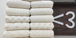 Less Than Three White Dyeable Lakhnavi Embroidery Work Georgette Fabric