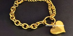 Golden Weaved Chains Heart Charm Bracelet