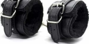 Black Leather Handcuffs
