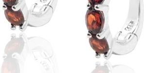 925 Sterling Silver Oval Garnet Earrings