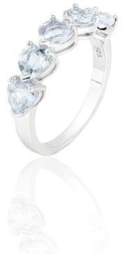Ladies 925 Sterling Silver Heart Sky Blue Topaz Ring