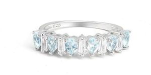 Ladies 925 Sterling Silver Premium Round Sky Blue Topaz Ring