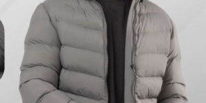 Mens Grey Full Sleeve Puffer Jacket