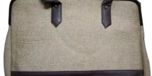 Brown Jute PU Laptop Bag