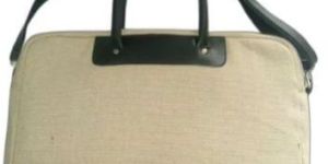 Black Jute PU Laptop Bag