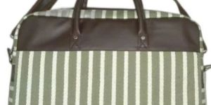 Stripe Print Canvas Laptop Bag