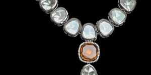 Fancy Polki Single Line Necklace Set