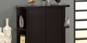 Bar Cabinet: Cappuccino Finish Modern Bar Cabinet