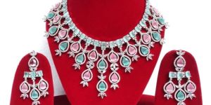 Multicolor American Diamond Necklace Set
