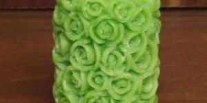 Green Rose Pillar Candle