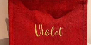 Red Jute Bag Embroidery Design Inner Coated Fabric Woven Material Handled Ladies Gifts Promotions