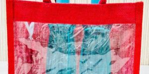 Reusable Transparent Window Jute Shopping Bags for Wedding Gift