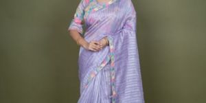 Ladies Lavender Pure Silk Saree