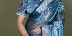 Ladies Teal Blue Simar Silk Saree