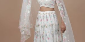 Ladies White Embroidery Work Lehenga Choli