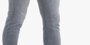 Mens Grey Denim Joggers