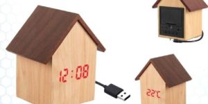 Hut Shape Wooden LED Clock