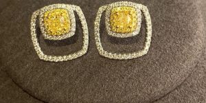 Yellow Solitaire Diamond Stud Earrings