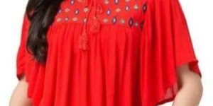 Ladies Red Printed Rayon Top