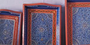 Handmade Wooden Enamel Serving Tray