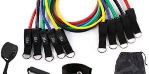 KD Resistance Band Toning Tube with Door Anchor (15-50 lbs) Light, Medium, Heavy for Exercise Home W