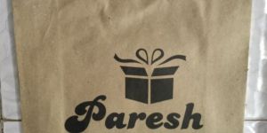 Rope and Loop Handle Single Colour Kraft Printed Paper Bag