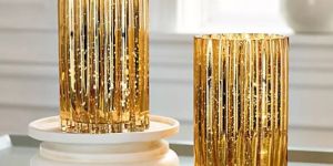 Glass Flower Vase with Golden Finished