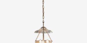 Pendant St Lambert Etched Bell Jar Lid Light Belgian Brass