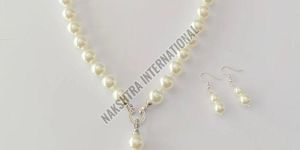 White Pearl Lock Necklace Set