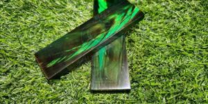 Dyed Buffalo Horn Green Strips Handle Scales