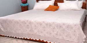 Cotton Crochet Bed Sheet with Pillow Cover