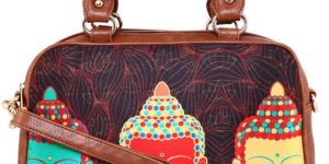 Buddha Print Satin Handbag