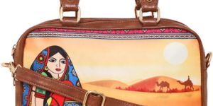 Pot Lady Print Satin Handbag