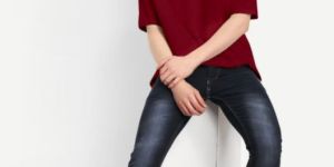 Mens Cotton plain oversized maroon t-shirt GSM, size S/M/L/XL/XXL