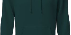 men's fleece plain botton green hoodie with 300 GSM, size S/M/L/XL