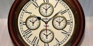 World Time Wooden Wall Clock
