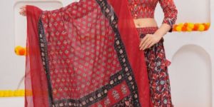 Cotton Lehenga Choli Bagru Hand Block Printed
