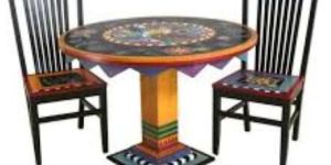 Antique Round Wooden Dining Table Set