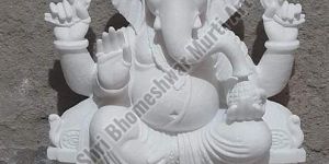 White Ganesh Ji Marble Statue