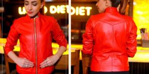 Ladies Red Leather Jacket