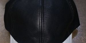 Mens Black & White Leather Cap