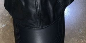Mens Black Leather Cap