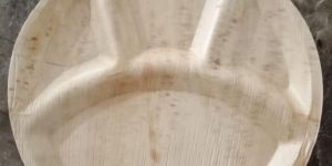 3 Compartment 12 Inch Round Areca Leaf Plate