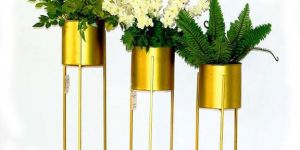 Brass Finish Planter Set of Three